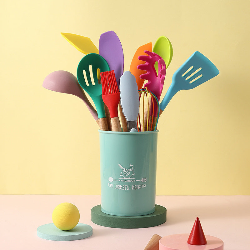 Elegant Silicone & Wood Utensils