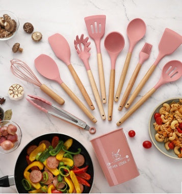Elegant Silicone & Wood Utensils