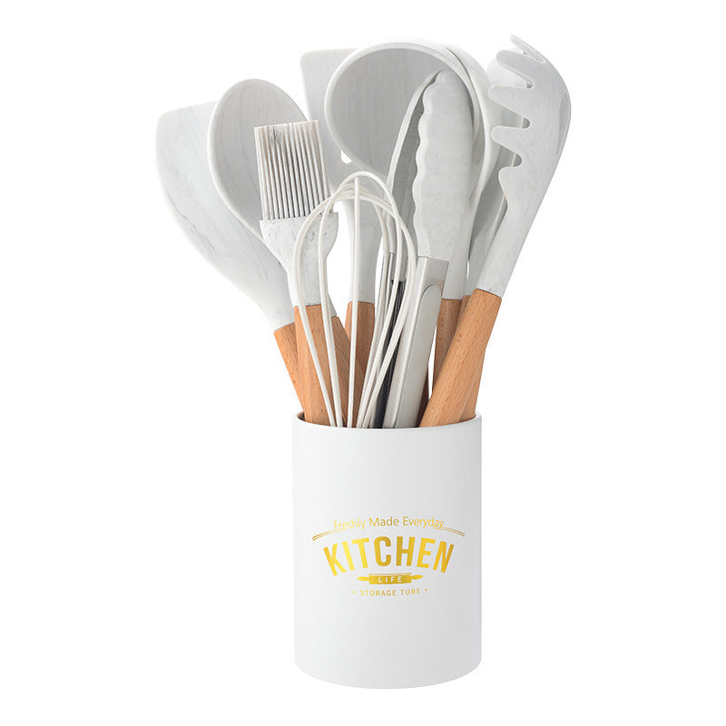 Marbled White Silicone Utensil Set