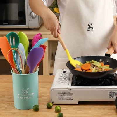Elegant Silicone & Wood Utensils