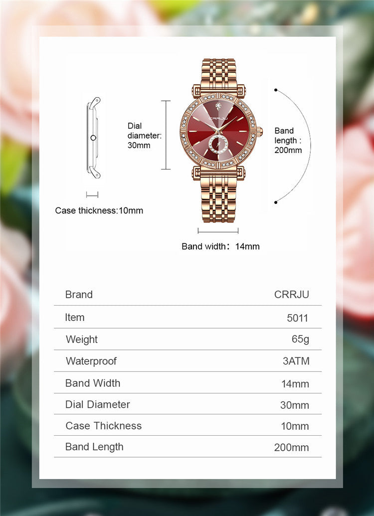 Elegant Diamond-Embedded Steel Watch