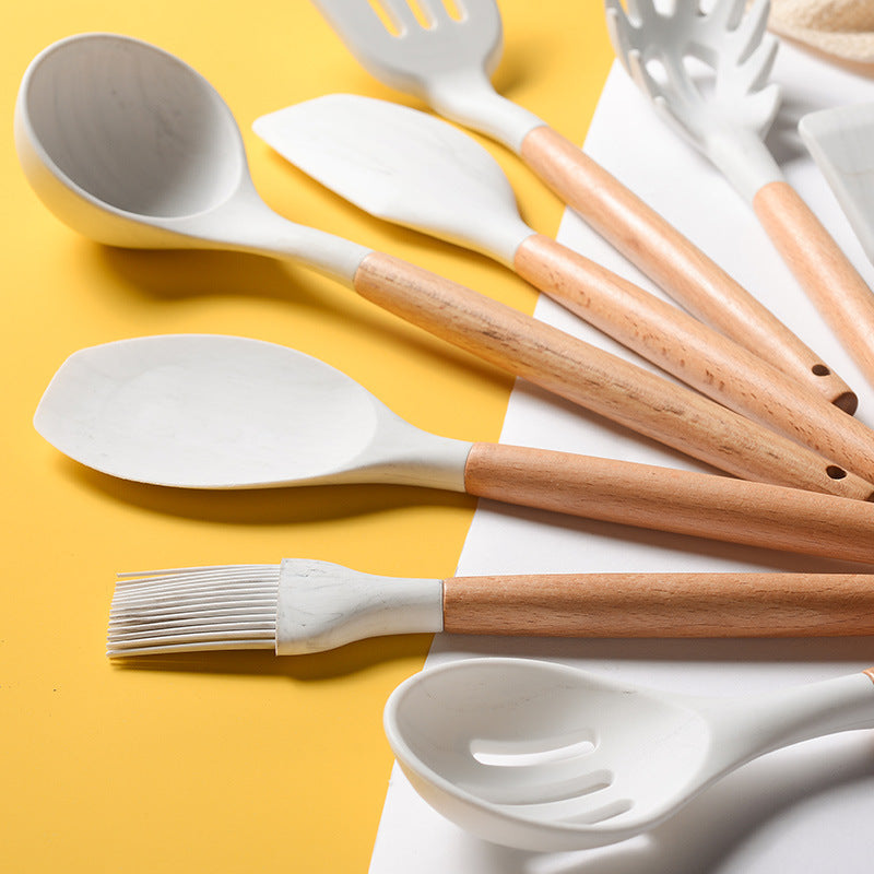 Marbled White Silicone Utensil Set