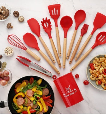 Elegant Silicone & Wood Utensils