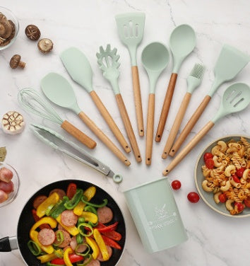 Elegant Silicone & Wood Utensils