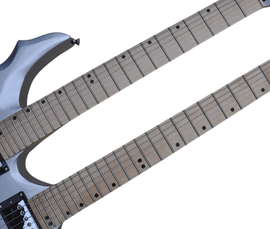 Dual Neck Silver - 18 String Electric Guitar
