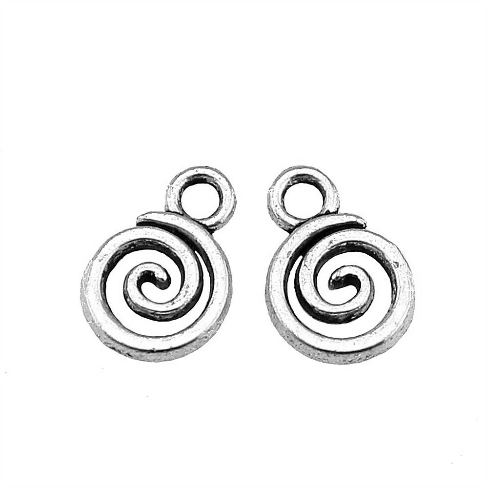 Antique Silver Swirl Charms - 40PCS