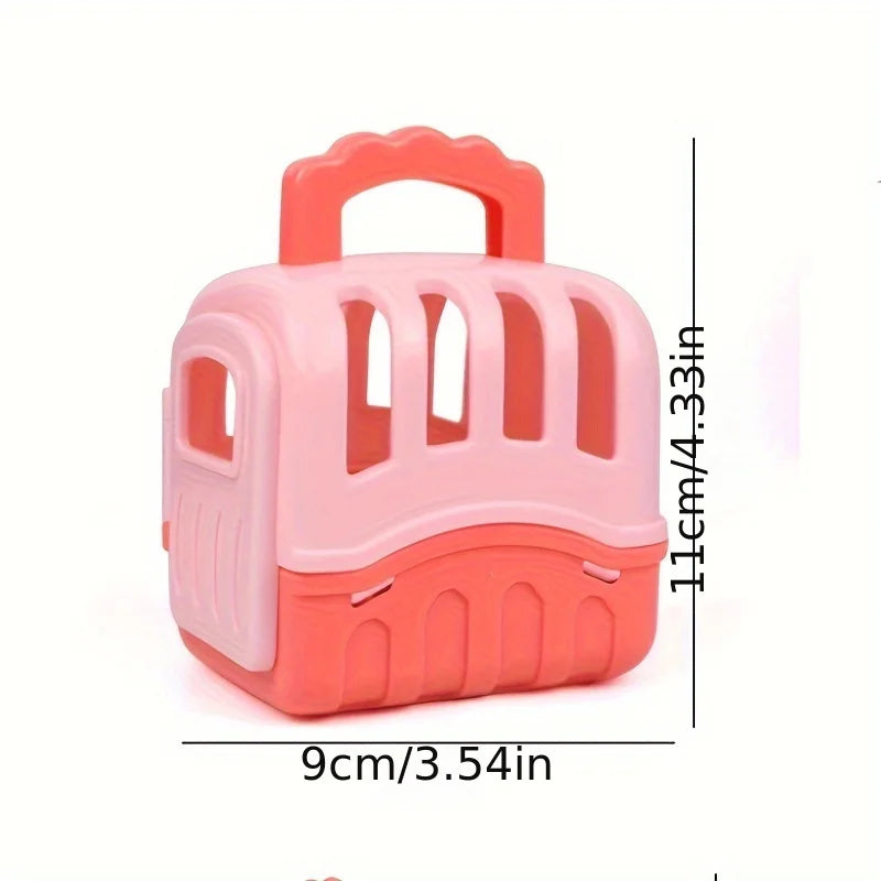 8pcs/set Cute Dog Pet Basket Family Toys Dog Doll Set Dog Cage Toys Scene Playing Toys Christmas Decoration Gifts