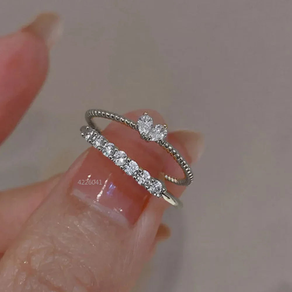 Adjustable Heart Zircon Ring