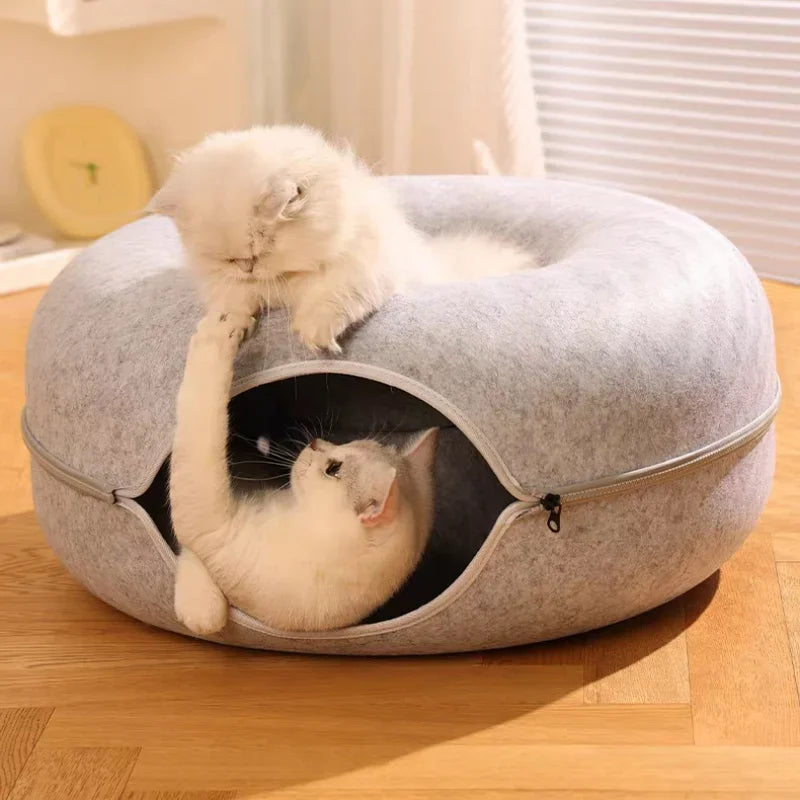 Interactive Cat Donut Bed