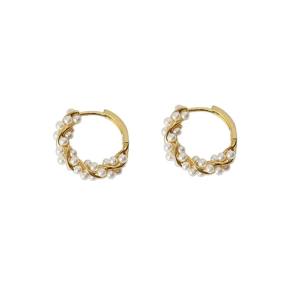 Elegant Circle Pearl Stud Earrings