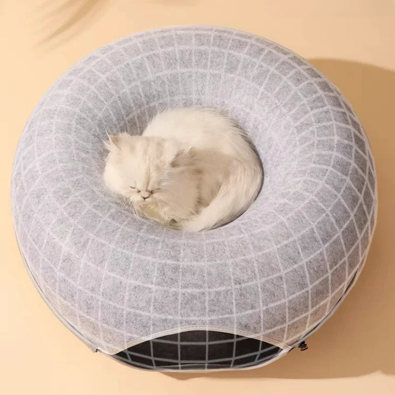 Interactive Cat Donut Bed