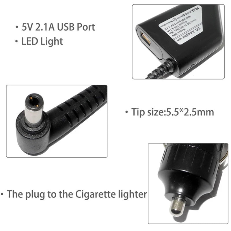 Universal 90W Car Laptop Charger
