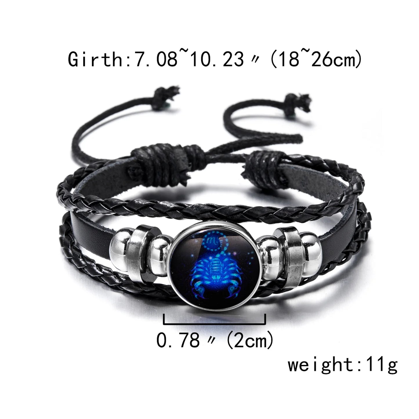 Zodiac Luminous Leather Bracelet Charms