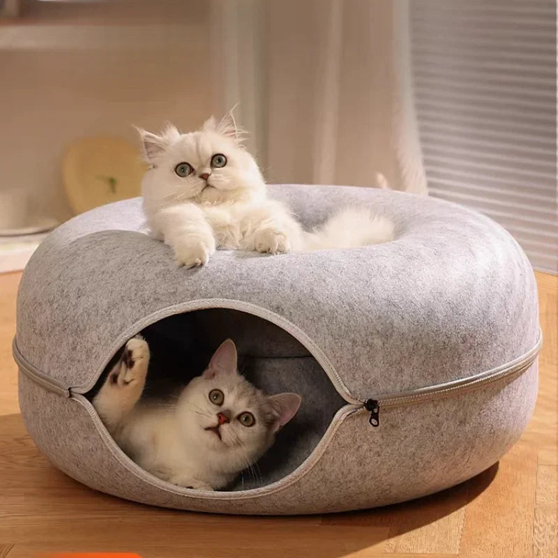 Interactive Cat Donut Bed
