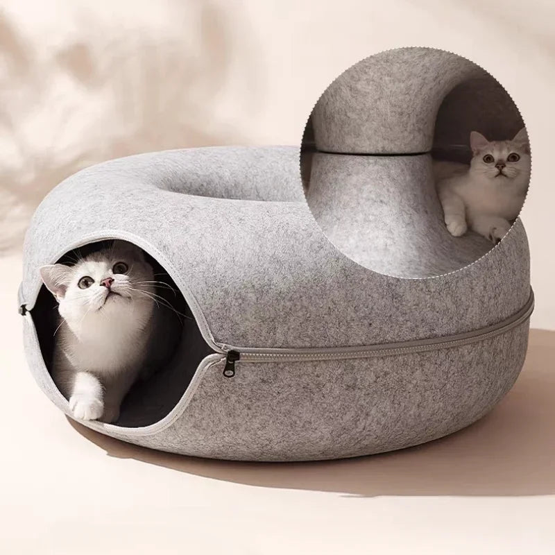 Interactive Cat Donut Bed