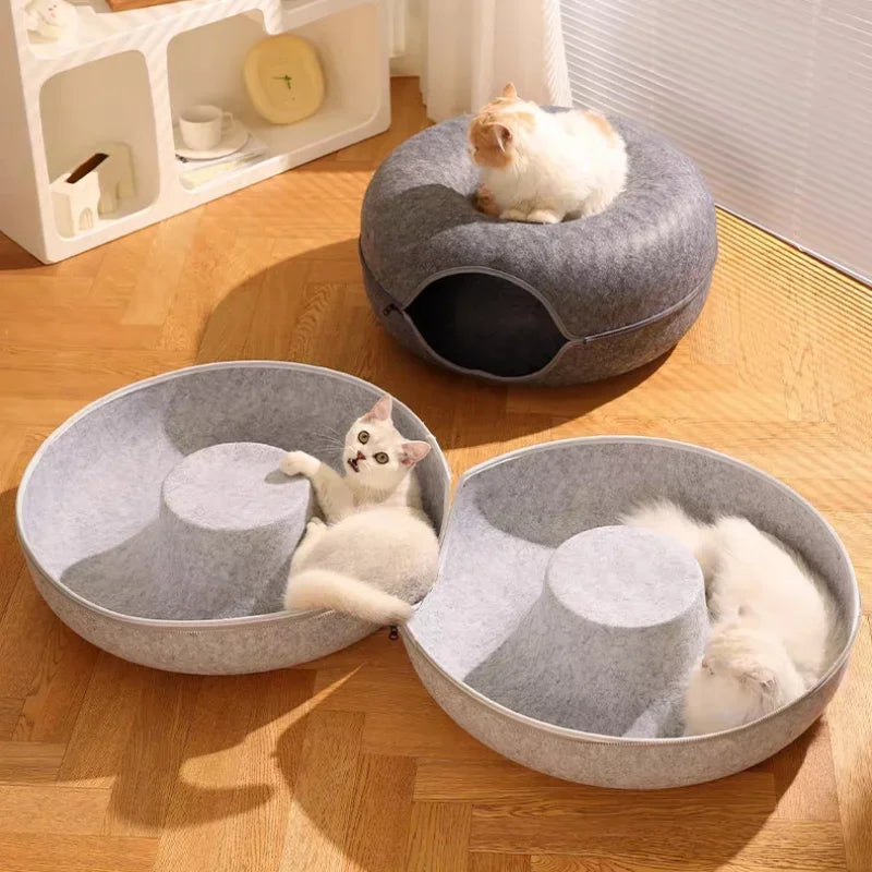 Interactive Cat Donut Bed