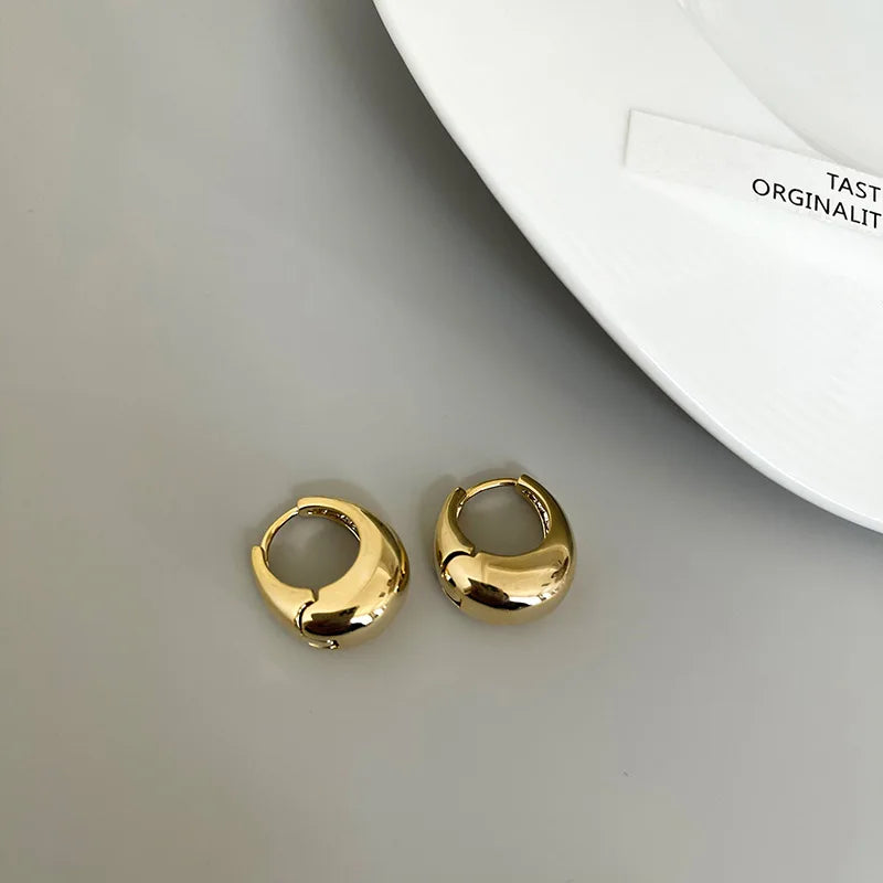 Vintage Gold Round Hoop Earrings