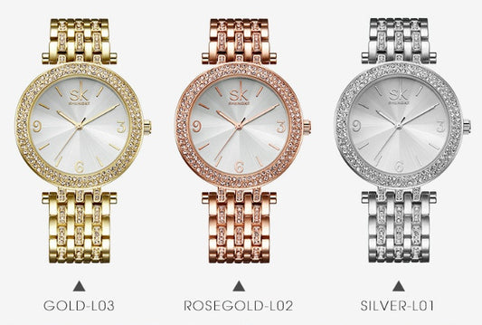 Luxe Crystal Silver Women’s Watch