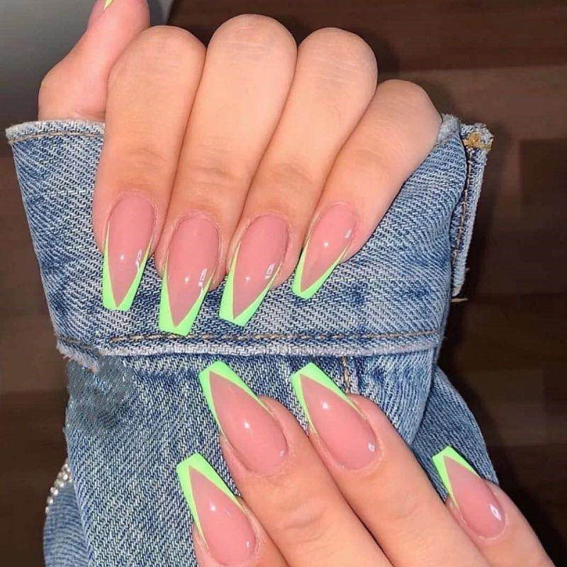 Elegant Green French Nail Stickers