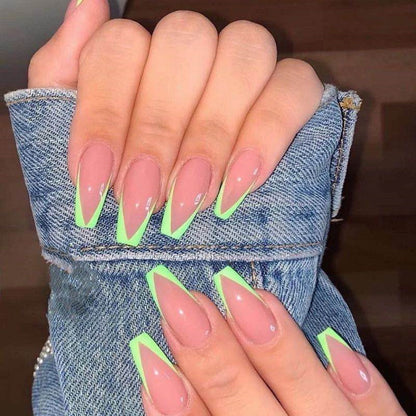 Elegant Green French Nail Stickers