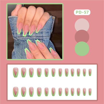 Elegant Green French Nail Stickers