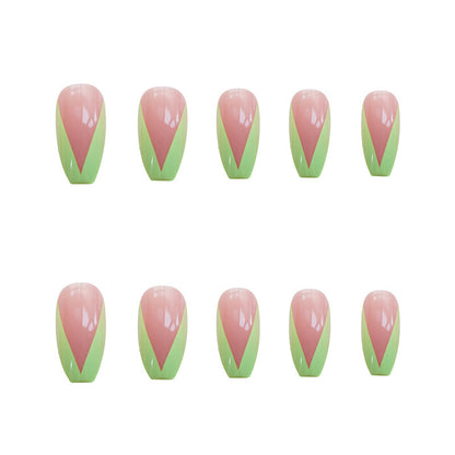 Elegant Green French Nail Stickers
