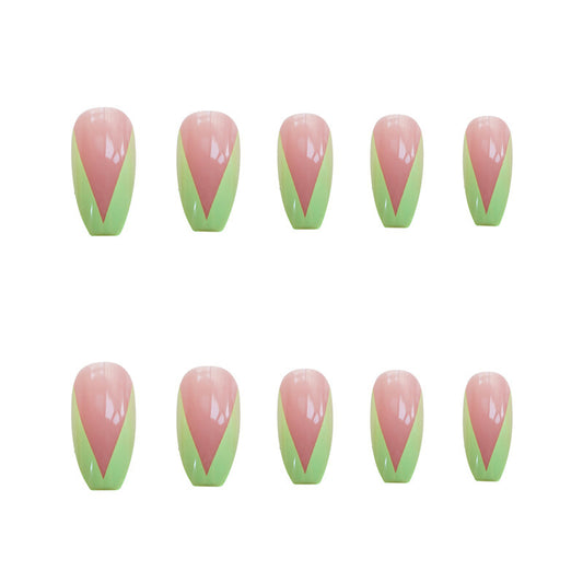Elegant Green French Nail Stickers