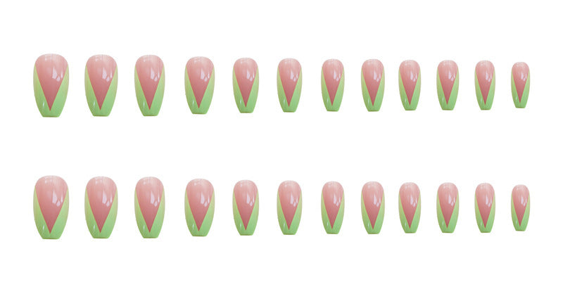Elegant Green French Nail Stickers