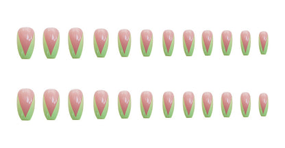 Elegant Green French Nail Stickers