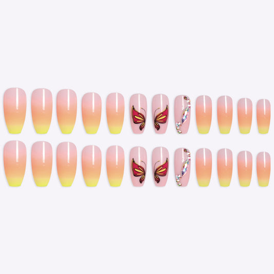 Yellow Ballet Gradient Fake Nails