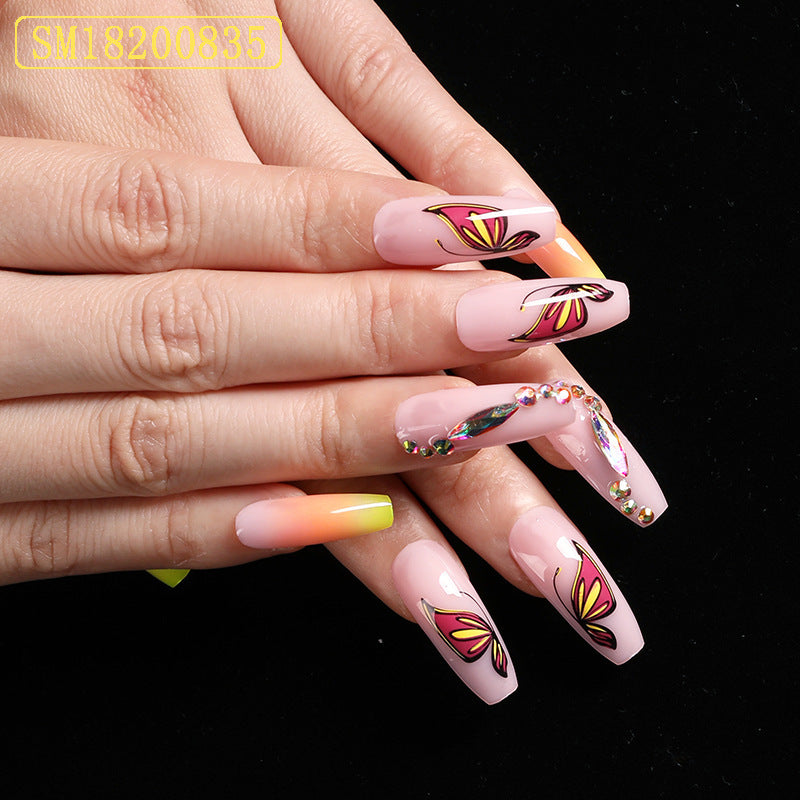 Yellow Ballet Gradient Fake Nails