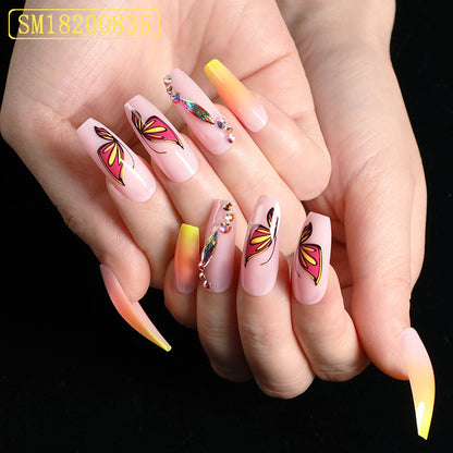 Yellow Ballet Gradient Fake Nails