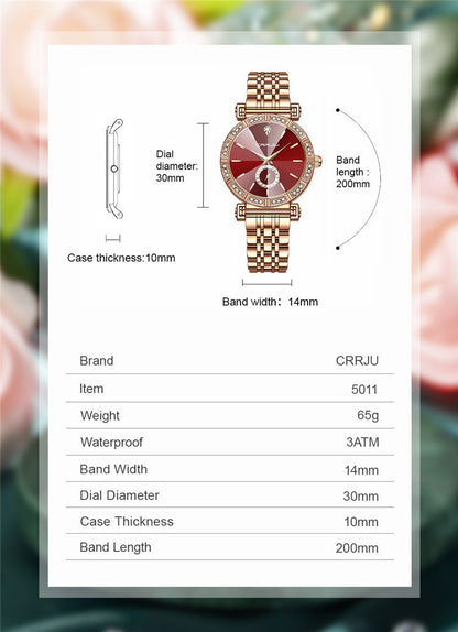 Elegant Diamond-Embedded Steel Watch