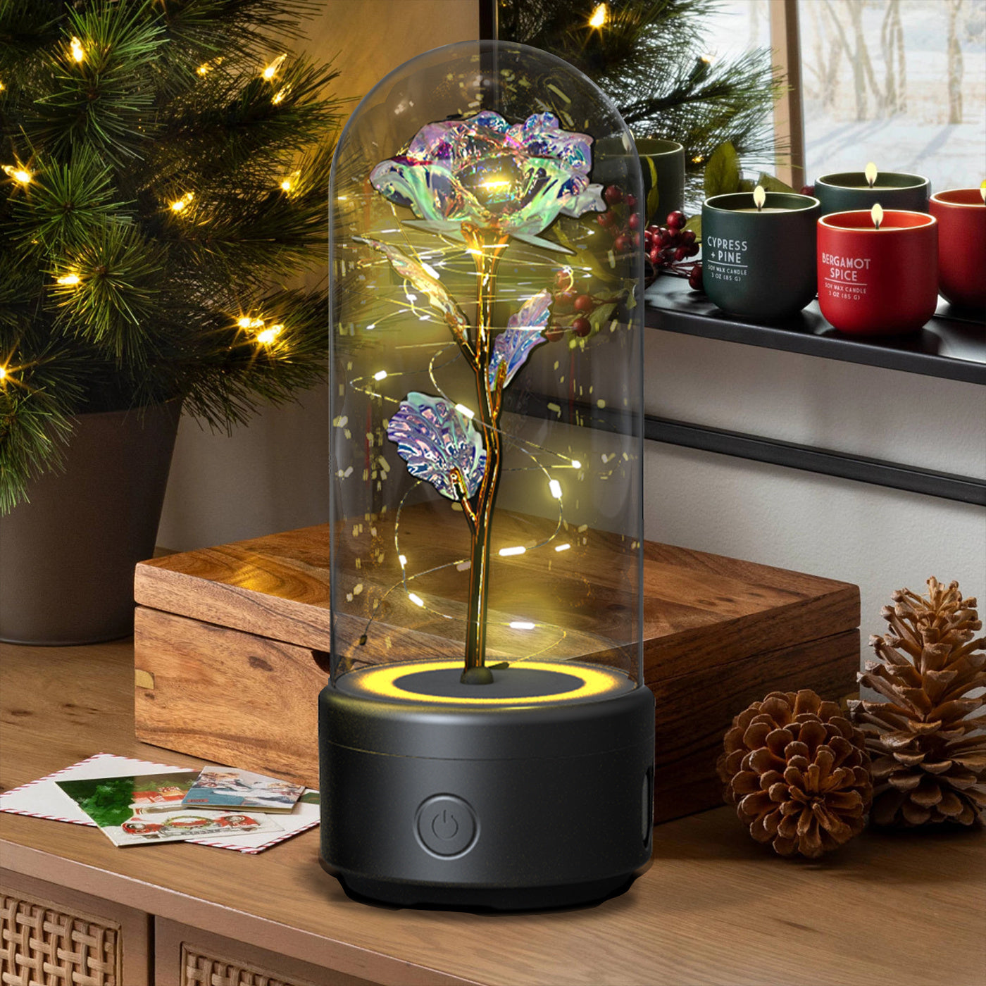 Rose LED Lamp & Bluetooth Speaker
