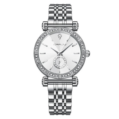 Elegant Diamond-Embedded Steel Watch