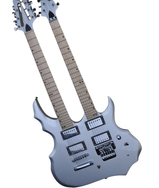 Dual Neck Silver - 18 String Electric Guitar