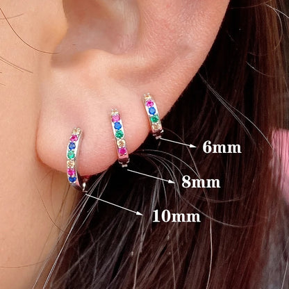 Rainbow Zircon Hoop Earrings