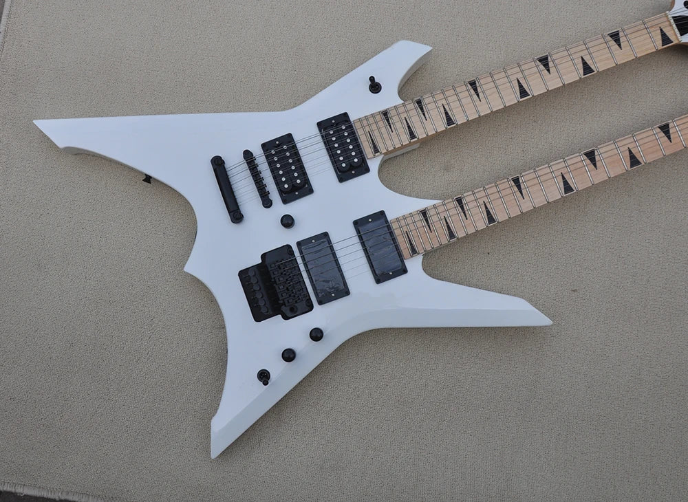 Dual Neck White - 12+6 Electric Guitar