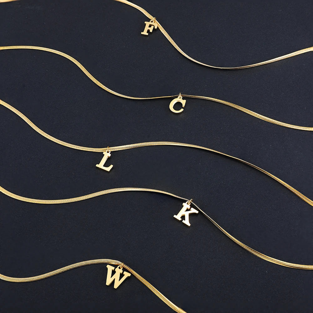 Gold Initial Snake Necklace