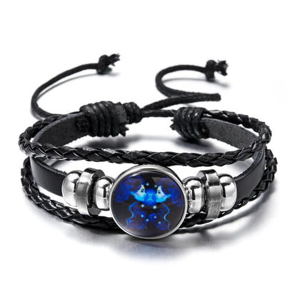 Zodiac Luminous Leather Bracelet Charms