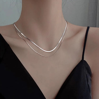 Double Layer Silver Snake Chain