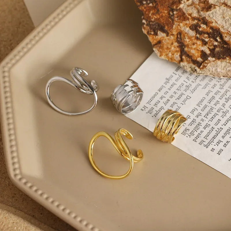 Bold Geometric Statement Rings - 2pcs/set