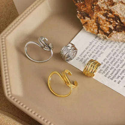 Bold Geometric Statement Rings - 2pcs/set