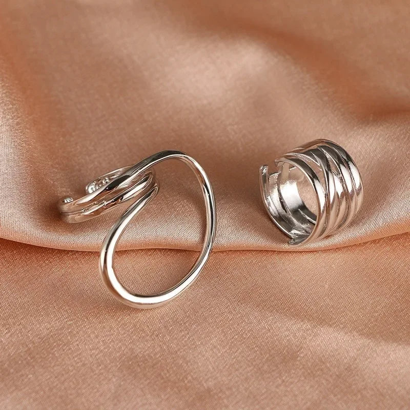 Bold Geometric Statement Rings - 2pcs/set