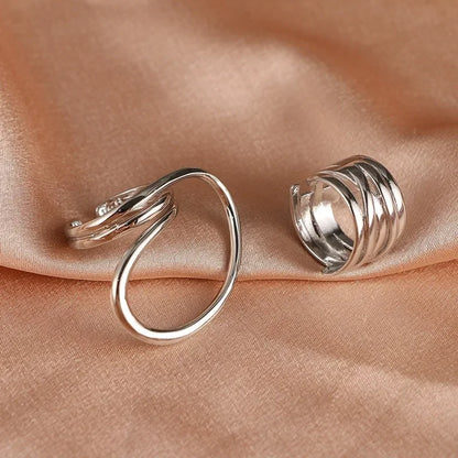 Bold Geometric Statement Rings - 2pcs/set