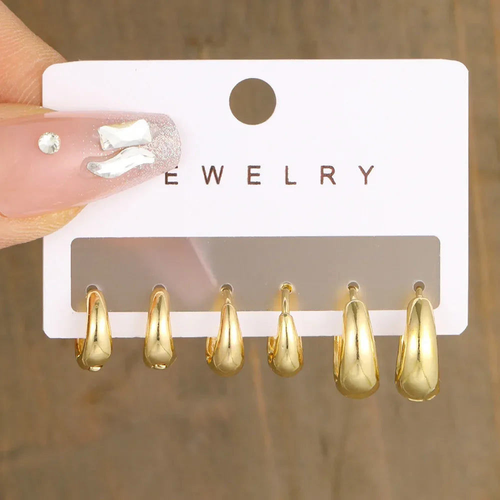 Trendy Zirconia Hoop Earrings Set