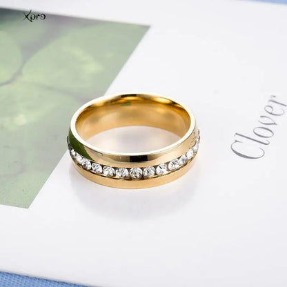 Crystal Stainless Steel Couple Rings