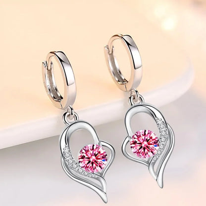 Elegant Heart Zircon Drop Earrings