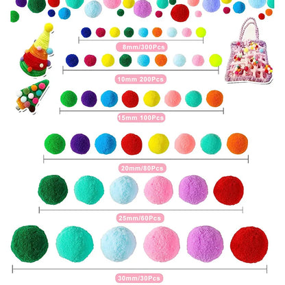 Colorful Fluffy Pom Poms Set