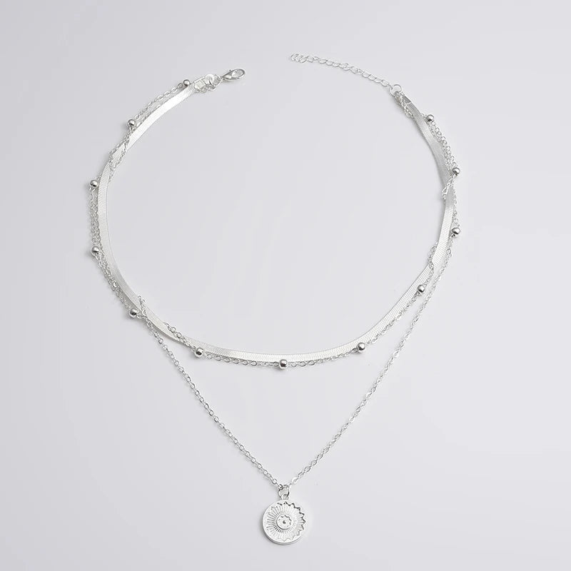 Triple Layer Silver Necklace